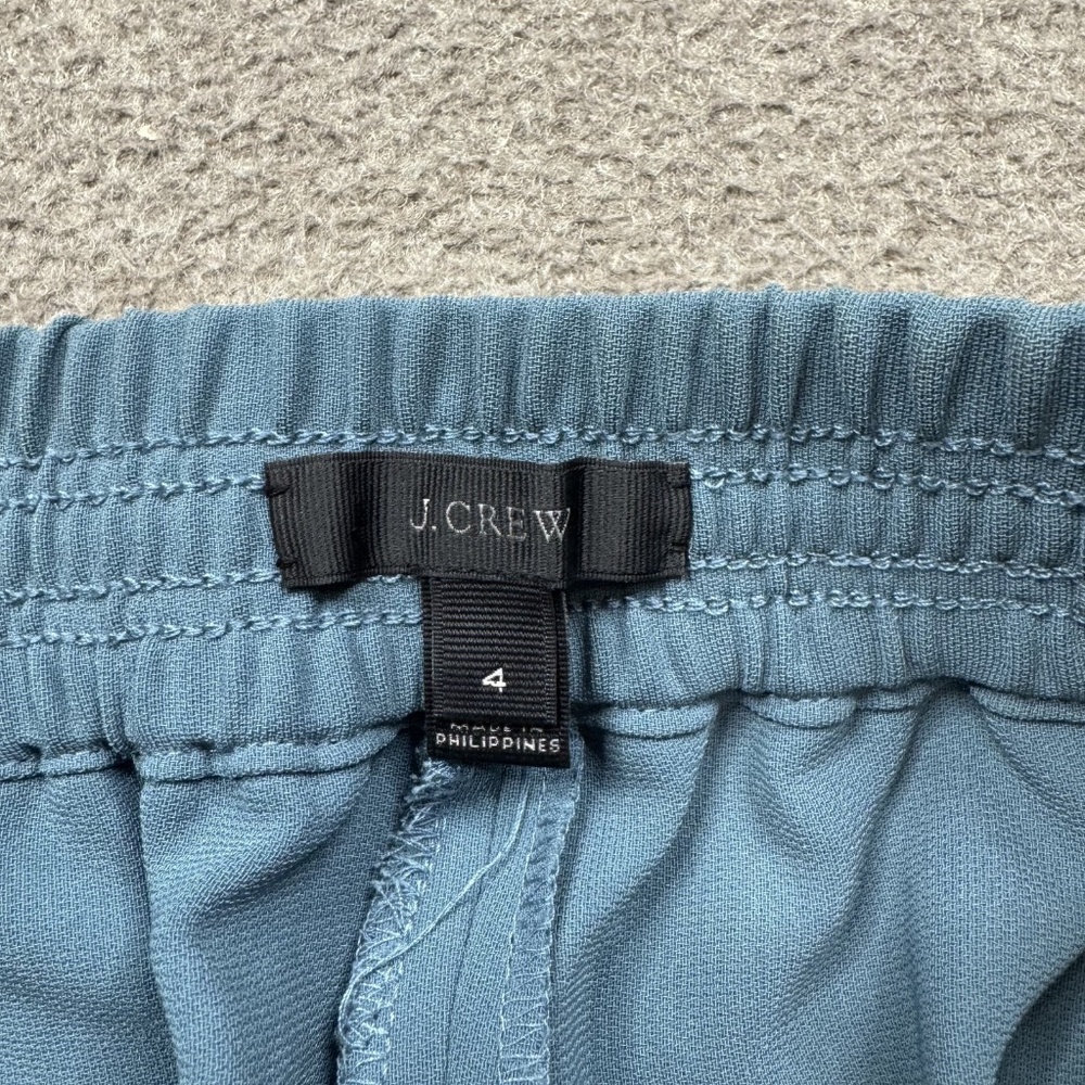J.Crew Women's Shorts Size 4 Blue Satin Lightweight Elastic Waist Preppy Casual - Picture 4 of 5